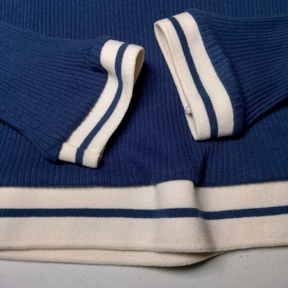 Forever 21 Shirt Juniors Medium Baby Crop Top Ribbed Blue Varsity Academia Y2K - Picture 12 of 16